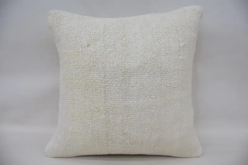 Accent Throw Pillow Sham, Turkish Pillow, Seat Cushion, Turkish Kilim Pillow, 16x16 White Cushion Cover, Pillow, Vintage Kilim Throw Pillow - 1