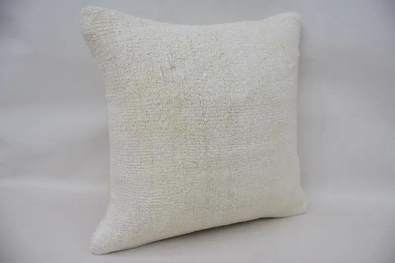 Accent Throw Pillow Sham, Turkish Pillow, Seat Cushion, Turkish Kilim Pillow, 16x16 White Cushion Cover, Pillow, Vintage Kilim Throw Pillow - 2