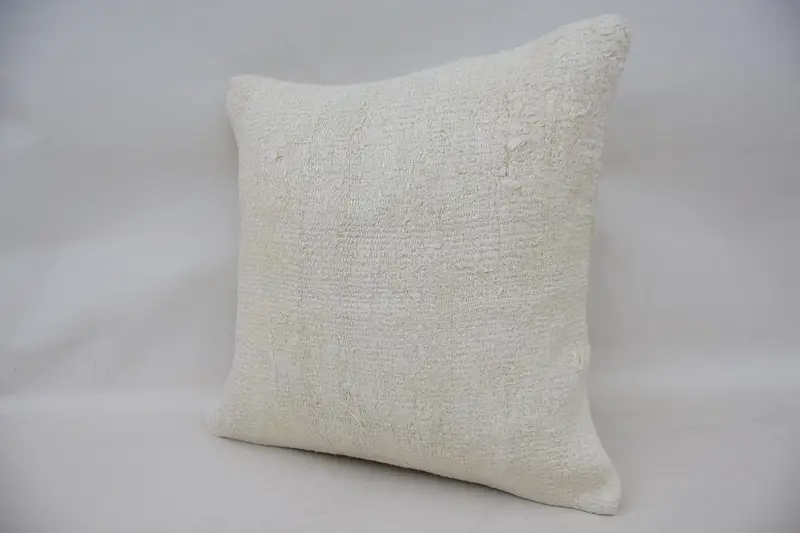 Accent Throw Pillow Sham, Turkish Pillow, Seat Cushion, Turkish Kilim Pillow, 16x16 White Cushion Cover, Pillow, Vintage Kilim Throw Pillow - 3