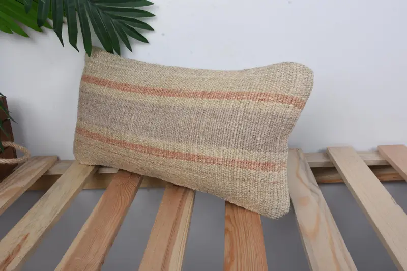 Kilim Pillow, Cozy Throw Pillow Case, Pillow Sham, 8x16 Beige Cushion Cover, Garden Cushion, Interior Designer Pillow, Antique Pillows - 5