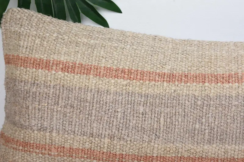 Kilim Pillow, Cozy Throw Pillow Case, Pillow Sham, 8x16 Beige Cushion Cover, Garden Cushion, Interior Designer Pillow, Antique Pillows - 2