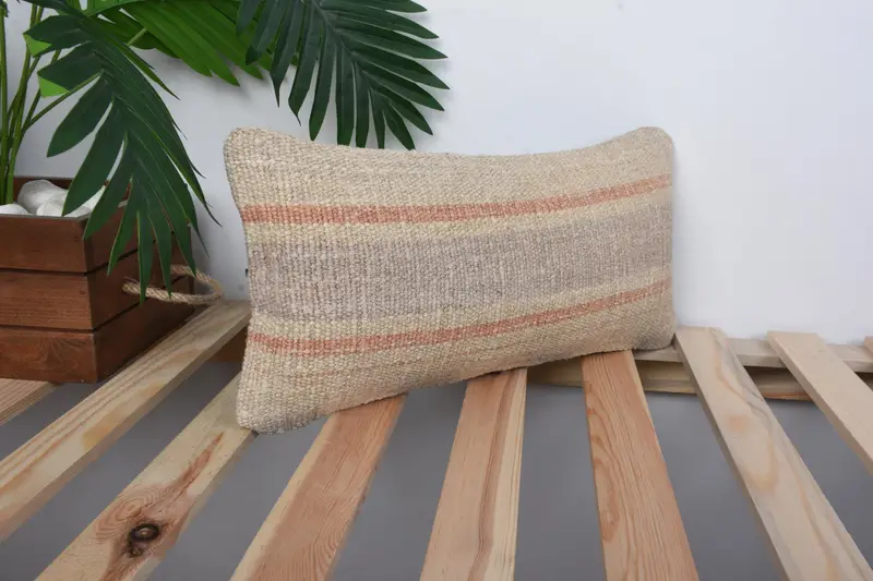 Kilim Pillow, Cozy Throw Pillow Case, Pillow Sham, 8x16 Beige Cushion Cover, Garden Cushion, Interior Designer Pillow, Antique Pillows - 4