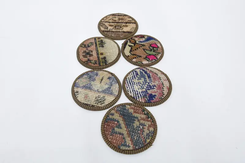 Böhmischer blauer und brauner runder Untersetzer, stilvoller böhmischer Untersetzer