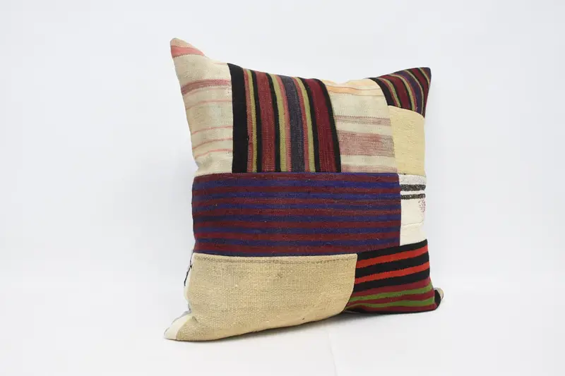Pillow, Outdoor Bolster Pillow Case, Handmade Kilim Cushion, 32x32 Blue Pillow Cover, Turkish Kilim Pillow, Home Decor Pillow - 3