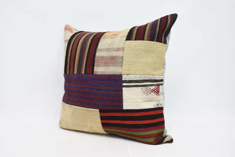 Pillow, Outdoor Bolster Pillow Case, Handmade Kilim Cushion, 32x32 Blue Pillow Cover, Turkish Kilim Pillow, Home Decor Pillow - 4