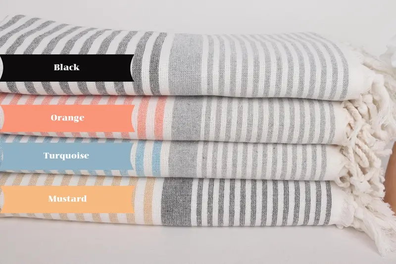 Personalized Turkish Towel, Spa Towel, Embroidered Towel, Peshtemal Towel, Birthday Gift, Bachelor Party Favors, 68x40 Cotton Striped Terry Towel - 3