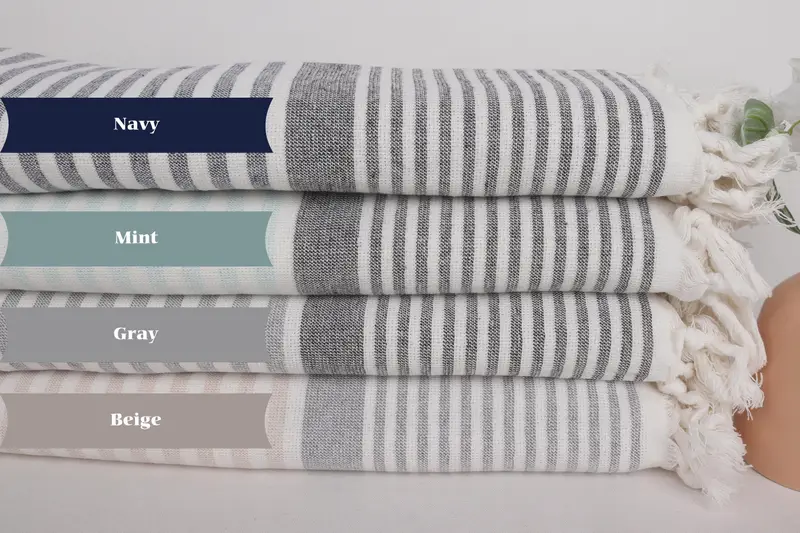 Personalized Turkish Towel, Spa Towel, Embroidered Towel, Peshtemal Towel, Birthday Gift, Bachelor Party Favors, 68x40 Cotton Striped Terry Towel - 2