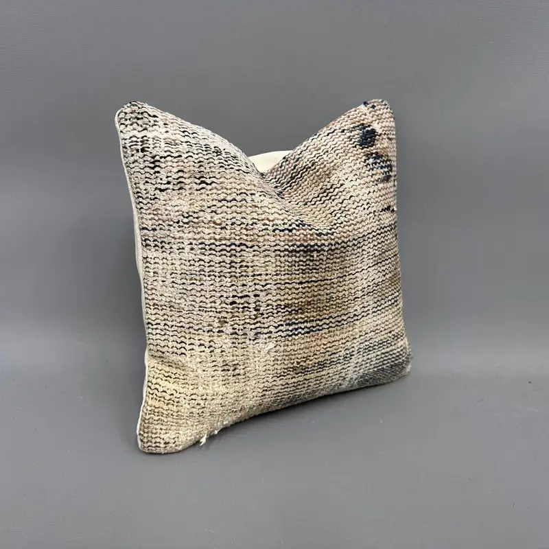 Vintage Kilim Throw Pillow, Turkish Pillow, 12x12 Beige Pillow Sham, Pillow Sham, Bolster Cushion, Kilim Pillow Cover, Authentic Pillow Cover - 2