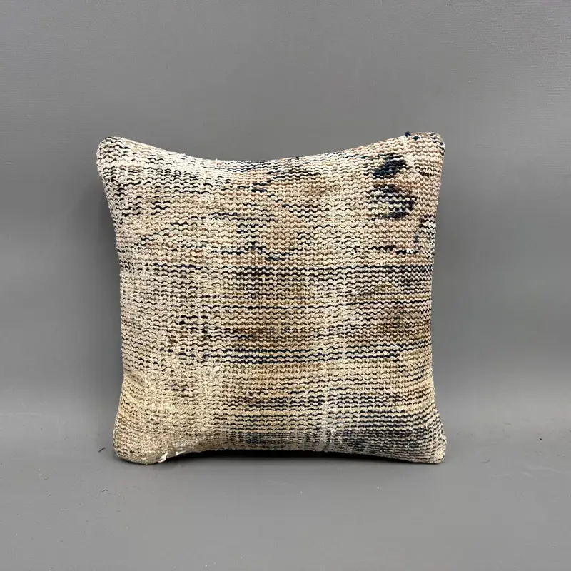 Vintage Kilim Throw Pillow, Turkish Pillow, 12x12 Beige Pillow Sham, Pillow Sham, Bolster Cushion, Kilim Pillow Cover, Authentic Pillow Cover - 4