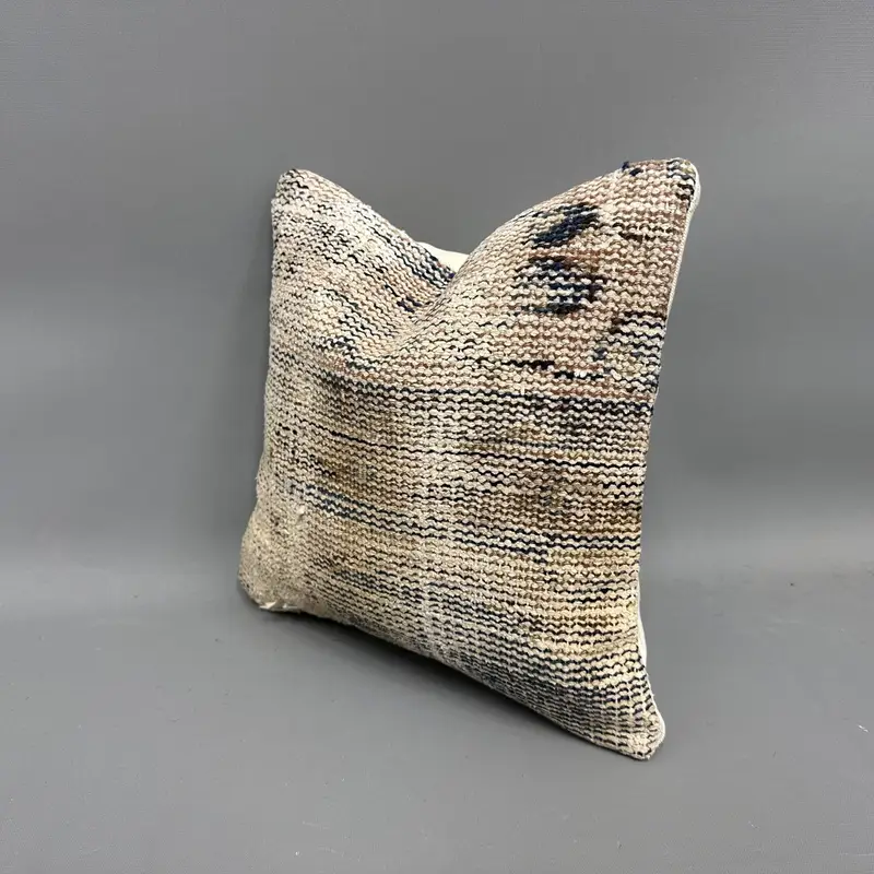 Vintage Kilim Throw Pillow, Turkish Pillow, 12x12 Beige Pillow Sham, Pillow Sham, Bolster Cushion, Kilim Pillow Cover, Authentic Pillow Cover - 3