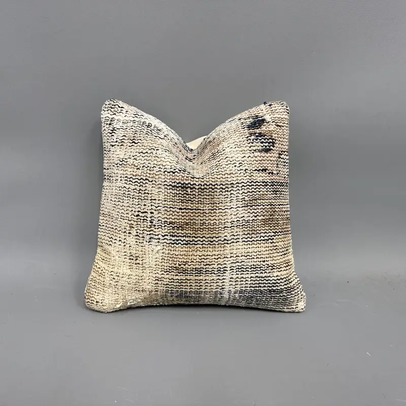 Vintage Kilim Throw Pillow, Turkish Pillow, 12x12 Beige Pillow Sham, Pillow Sham, Bolster Cushion, Kilim Pillow Cover, Authentic Pillow Cover - 1