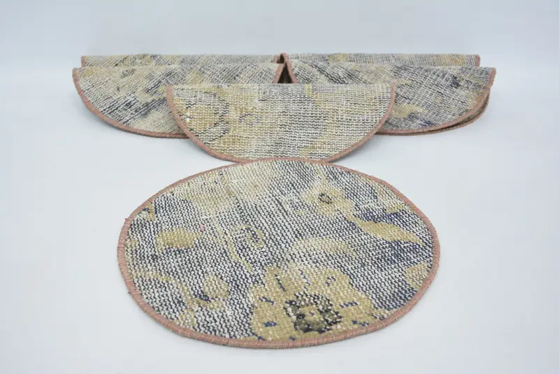 エレガントなブルー&ベージュのキリムパターン、12インチ×12インチのプレースマット6枚セット