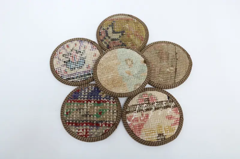 Runder Untersetzer in Boho-Braun und Beige, einzigartiger Boho-Untersetzer