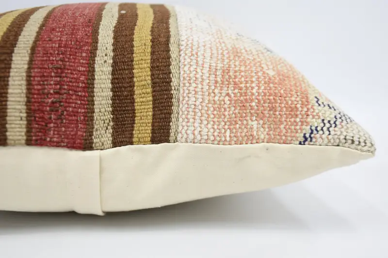 Sustainable Pillow Case, Antique Pillows, Vintage Kilim Pillow, Couch Cushion Cover, Pillow Case, Turkish Kilim Pillow, 18x18 Red Cushion Case - 5