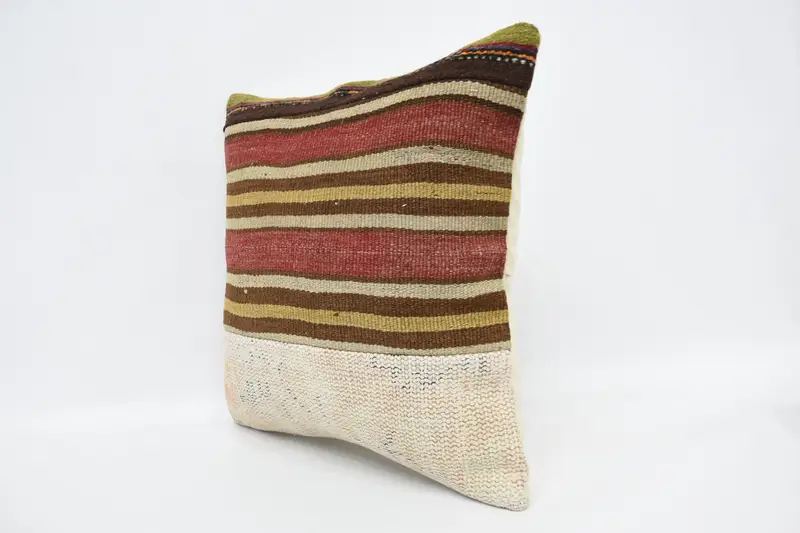 Sustainable Pillow Case, Antique Pillows, Vintage Kilim Pillow, Couch Cushion Cover, Pillow Case, Turkish Kilim Pillow, 18x18 Red Cushion Case - 4