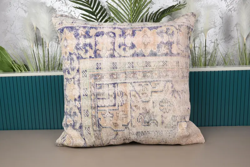Vintage 32x32 Zoll Kissenbezug, Geschenk für Sie, großes quadratisches Marineblau, antikes Geschenk für Mama - 1