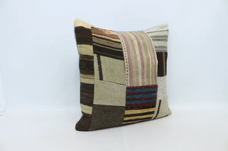 Handmade Pillow, Pillow for Sofa, Turkish Kilim Pillow, Retro Cushion Case, Ethnical Kilim Rug Pillow, 28x28 Beige Pillow Sham, Cushion - 3