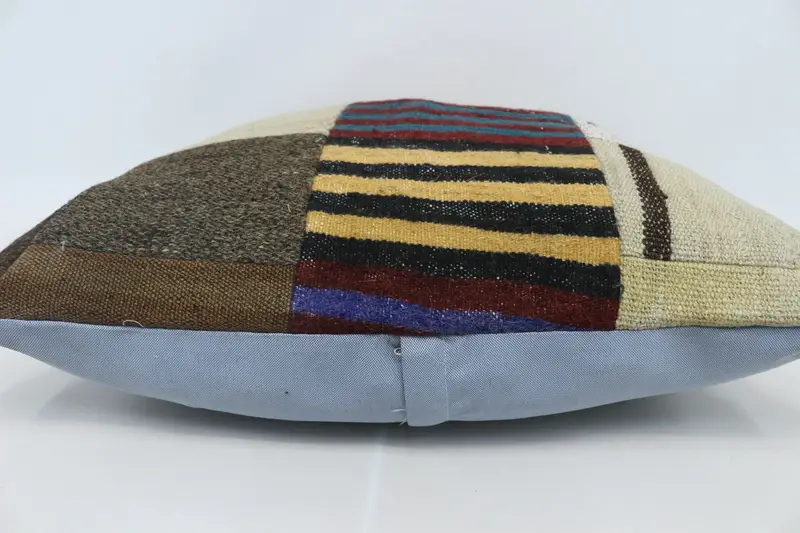 Handmade Pillow, Pillow for Sofa, Turkish Kilim Pillow, Retro Cushion Case, Ethnical Kilim Rug Pillow, 28x28 Beige Pillow Sham, Cushion - 5