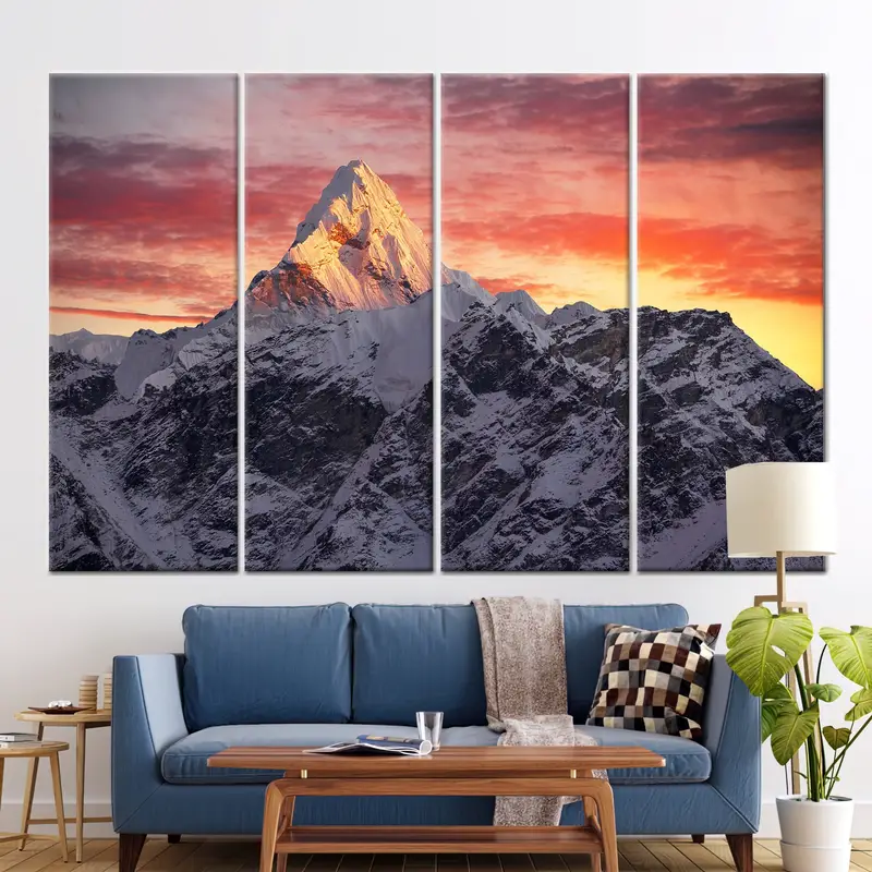 AMA Dablam Peak, Dağ Duvar Sanatı, Gün batımı Duvar Sanatı, Nepal Duvar Sanatı, Himalayalar Duvar Sanatı, Nepal Tuval, Himalayalar Tuval, Gün batımı Peyzajı, - 2