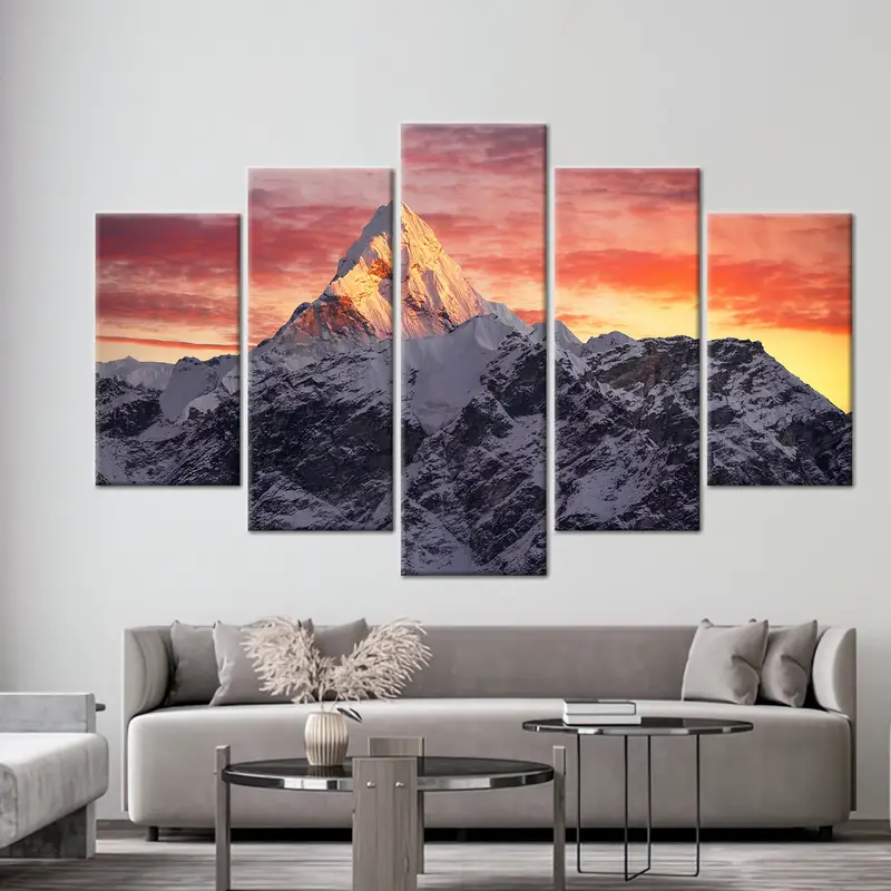 AMA Dablam Peak, Dağ Duvar Sanatı, Gün batımı Duvar Sanatı, Nepal Duvar Sanatı, Himalayalar Duvar Sanatı, Nepal Tuval, Himalayalar Tuval, Gün batımı Peyzajı, - 4