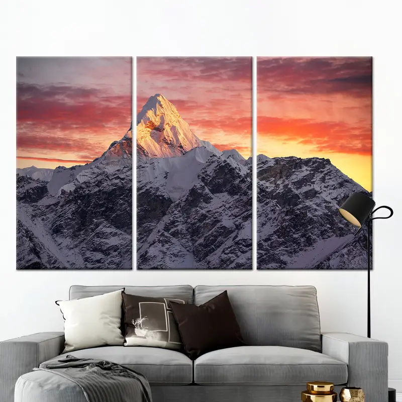 AMA Dablam Peak, Dağ Duvar Sanatı, Gün batımı Duvar Sanatı, Nepal Duvar Sanatı, Himalayalar Duvar Sanatı, Nepal Tuval, Himalayalar Tuval, Gün batımı Peyzajı, - 3