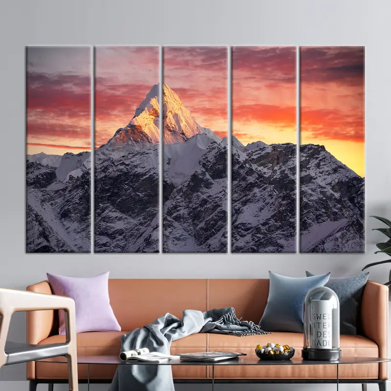 AMA Dablam Peak, Dağ Duvar Sanatı, Gün batımı Duvar Sanatı, Nepal Duvar Sanatı, Himalayalar Duvar Sanatı, Nepal Tuval, Himalayalar Tuval, Gün batımı Peyzajı, - 9