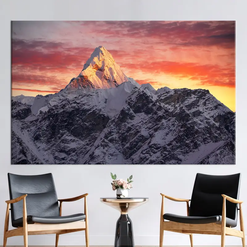 AMA Dablam Peak, Dağ Duvar Sanatı, Gün batımı Duvar Sanatı, Nepal Duvar Sanatı, Himalayalar Duvar Sanatı, Nepal Tuval, Himalayalar Tuval, Gün batımı Peyzajı, - 8