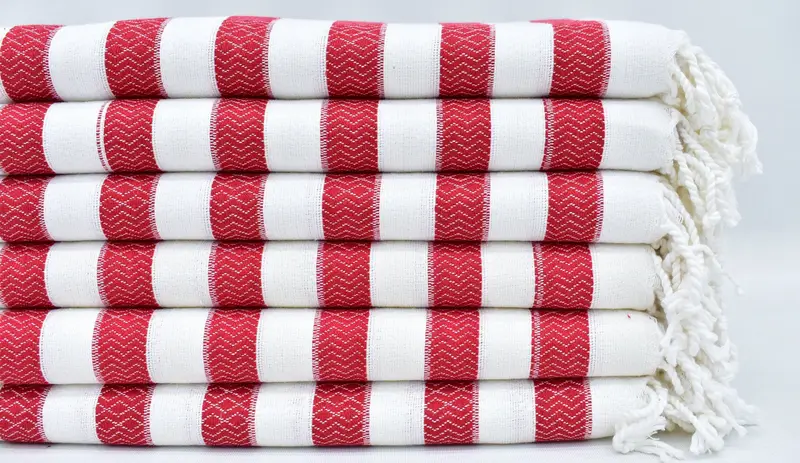 Red Beach Towel Turkish Viscose and Cotton, 40x70 Inches