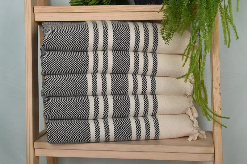 36x20 Cotton Herringbone Towel, Wedding Shower Gift, Kitchen Towel, Monogrammed Hand Towel, Xmas Gifts, Organic Tea Towel, Personalized Hand Towel - 1