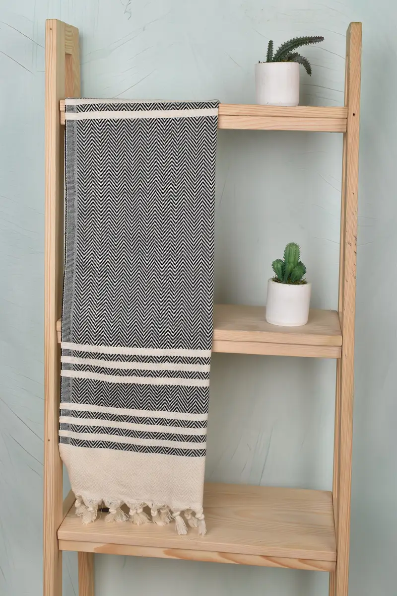 36x20 Cotton Herringbone Towel, Wedding Shower Gift, Kitchen Towel, Monogrammed Hand Towel, Xmas Gifts, Organic Tea Towel, Personalized Hand Towel - 8