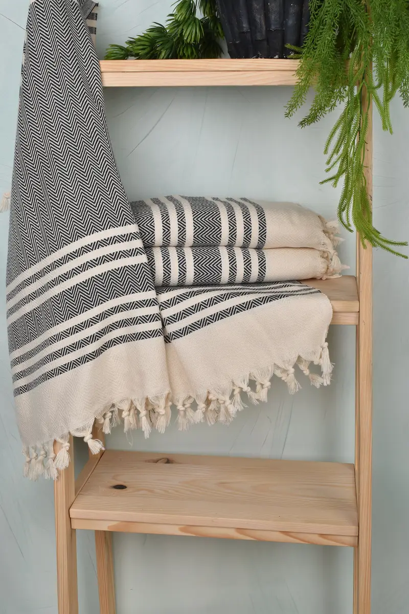 36x20 Cotton Herringbone Towel, Wedding Shower Gift, Kitchen Towel, Monogrammed Hand Towel, Xmas Gifts, Organic Tea Towel, Personalized Hand Towel - 6