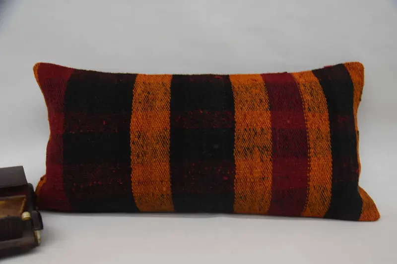 Cushion, Turkish Kilim Pillow, 12x24 Orange Cushion Cover, Interior Designer Pillow, Vintage Pillow, Vintage Kilim Pillow Cushion Cover - 4