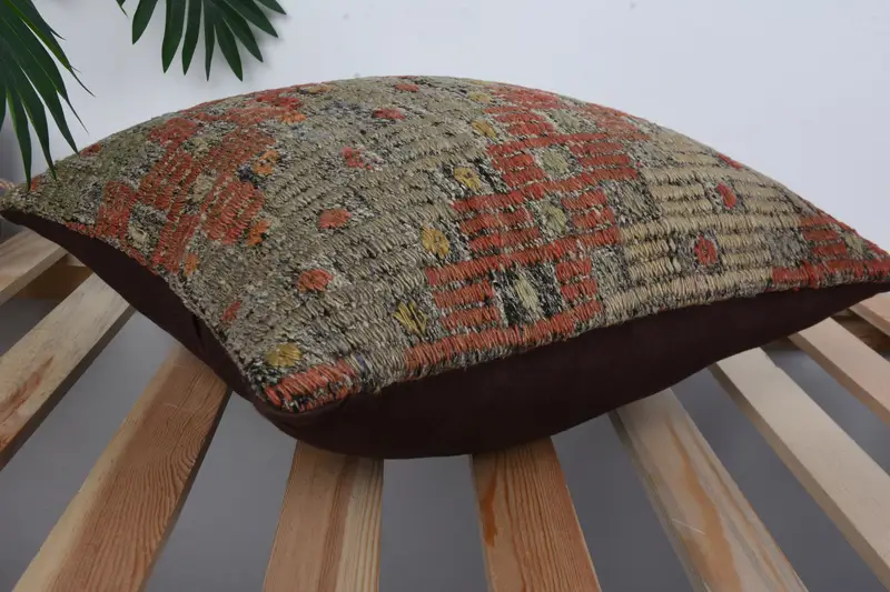 16x16 Red Pillow, Pillow, Outdoor Bolster Pillow Sham, Cotton Cushion, Pillow for Sofa, Kilim Pillow Cover, Handmade Kilim Cushion - 6