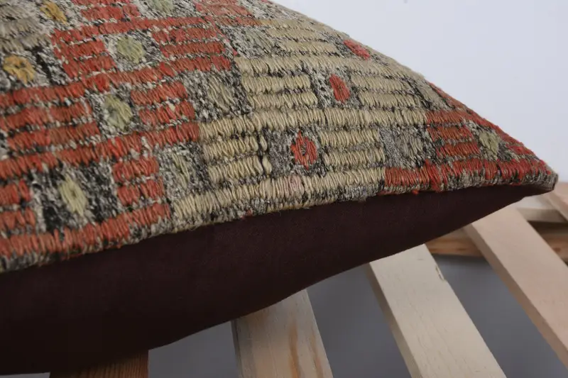 16x16 Red Pillow, Pillow, Outdoor Bolster Pillow Sham, Cotton Cushion, Pillow for Sofa, Kilim Pillow Cover, Handmade Kilim Cushion - 7