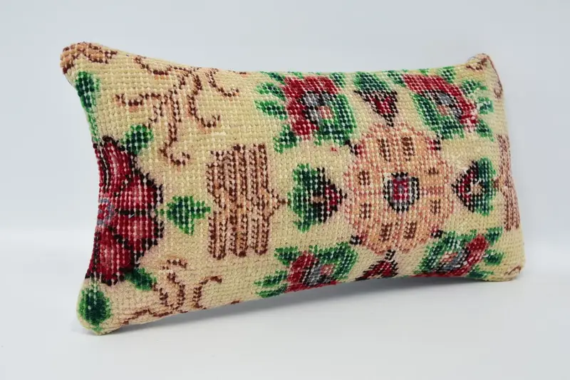 Vintage Kilim Pillow, Boho Pillow Sham Cover, Pillow Case, Gift Pillow, Personalized Gift Pillow Pillow Case, 8x16 Beige Pillow Case - 3
