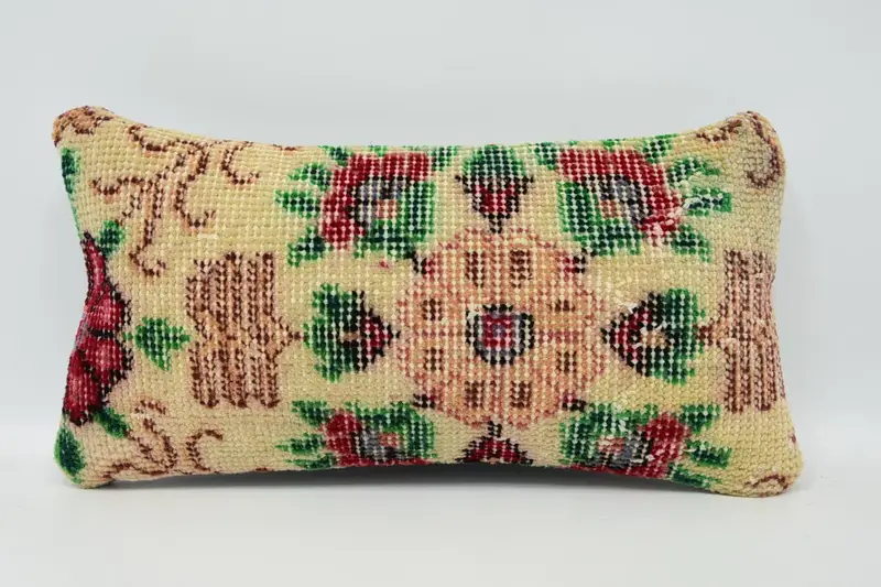 Vintage Kilim Pillow, Boho Pillow Sham Cover, Pillow Case, Gift Pillow, Personalized Gift Pillow Pillow Case, 8x16 Beige Pillow Case - 1