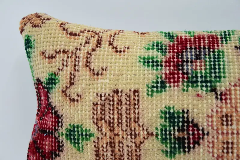 Vintage Kilim Pillow, Boho Pillow Sham Cover, Pillow Case, Gift Pillow, Personalized Gift Pillow Pillow Case, 8x16 Beige Pillow Case - 2