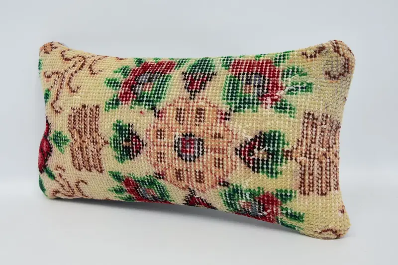 Vintage Kilim Pillow, Boho Pillow Sham Cover, Pillow Case, Gift Pillow, Personalized Gift Pillow Pillow Case, 8x16 Beige Pillow Case - 4