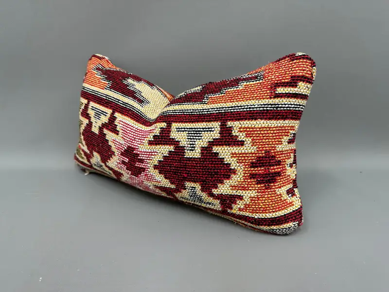 Pastel Pillow Sham, 10x20 Red Pillow Sham, Pillow Cover, Ethnical Kilim Rug Pillow, Luxury Cushion Case, Pillow for Couch, Kilim Pillow Cover - 3