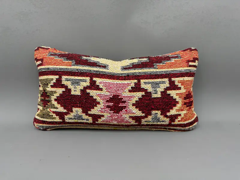 Pastel Pillow Sham, 10x20 Red Pillow Sham, Pillow Cover, Ethnical Kilim Rug Pillow, Luxury Cushion Case, Pillow for Couch, Kilim Pillow Cover - 4