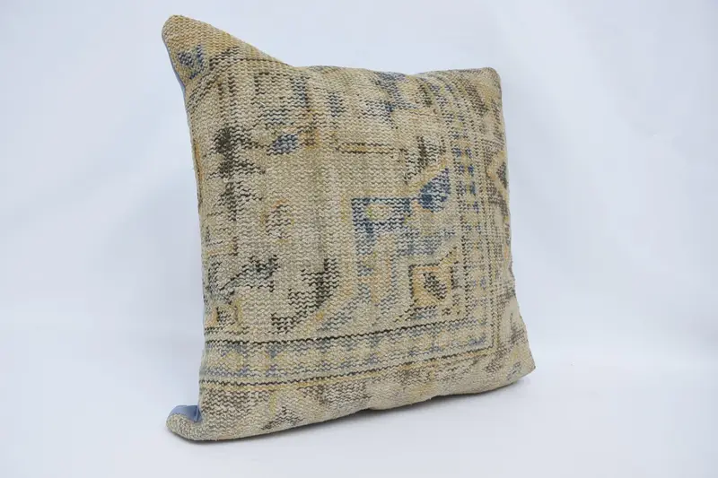Bench Pillow Sham, Sofa Pillow, Vintage Pillow, 28x28 Beige Pillow Cover, Cushion, Turkish Pillow, Ethnical Kilim Rug Pillow - 3