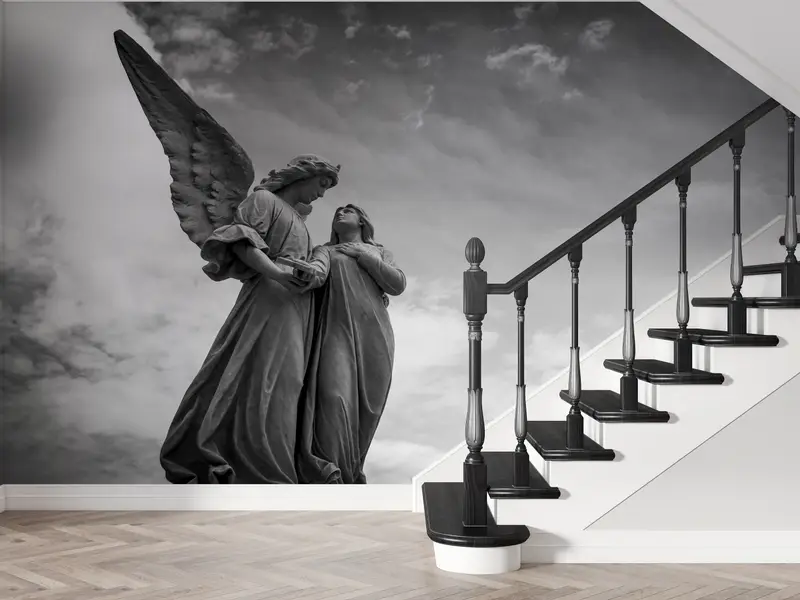 Bright Wall Paper, , Paper Wall Art, Angel Statue Wallpaper, Wall Paper Peel and Stick, Sculpture Wall Mural, - 7