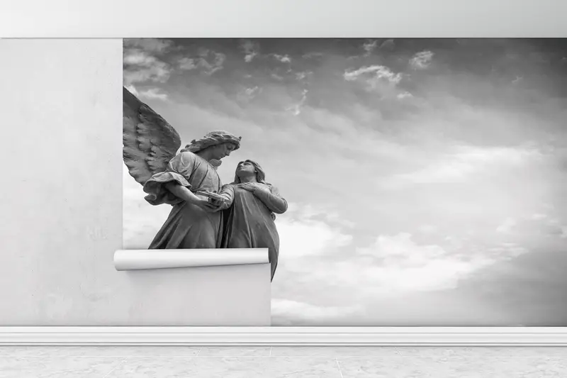 Bright Wall Paper, , Paper Wall Art, Angel Statue Wallpaper, Wall Paper Peel and Stick, Sculpture Wall Mural, - 3