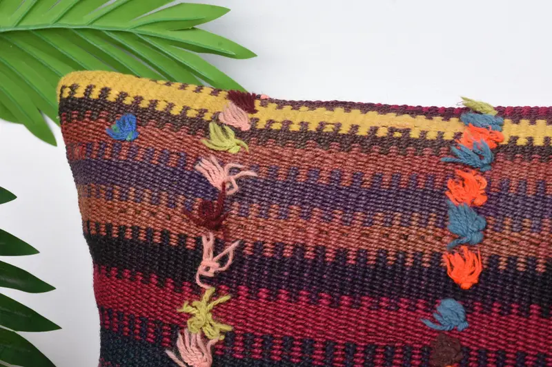Cushion Case, Bench Pillow Case, Farmhouse Pillow Sham, Vintage Pillow, Antique Pillows, Turkish Kilim Pillow, Bench Cushion, 12x24 Red Pillow - 2