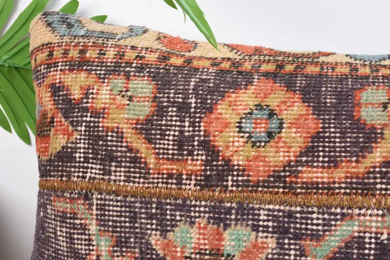 Turkish Kilim Pillow, Accent Throw Pillow Case, 12x36 Purple Pillow, Handmade Kilim Cushion, Kilim Cushion Sham, Pattern Throw Cushion, Cushion - 2