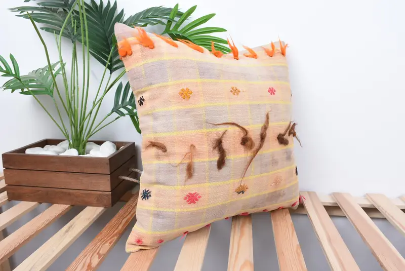 Kilim Cushion Sham, Boho Throw Pillow, Aztec Pillow Case, 18x18 Beige Pillow Cover, Boho Pillow Sham Cover, Cushion Cover, Ethnical Kilim Rug Pillow - 4
