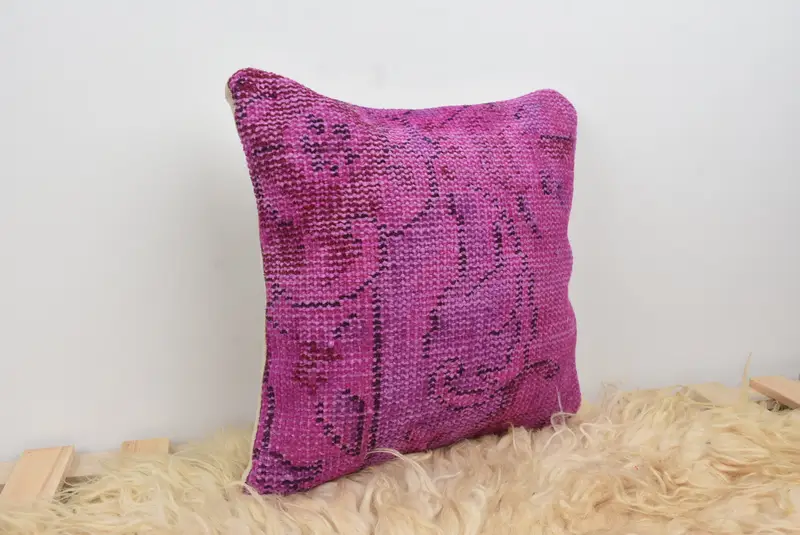 14x14 Purple Pillow Cover, Boho Pillow, Pillow Case, Patio Pillow Cover, Accent Cushion, Cotton Cushion Case, Turkish Kilim Pillow, Pillow for Sofa - 8