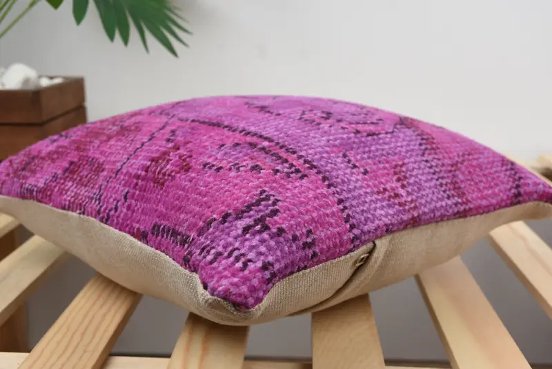 14x14 Purple Pillow Cover, Boho Pillow, Pillow Case, Patio Pillow Cover, Accent Cushion, Cotton Cushion Case, Turkish Kilim Pillow, Pillow for Sofa - 4