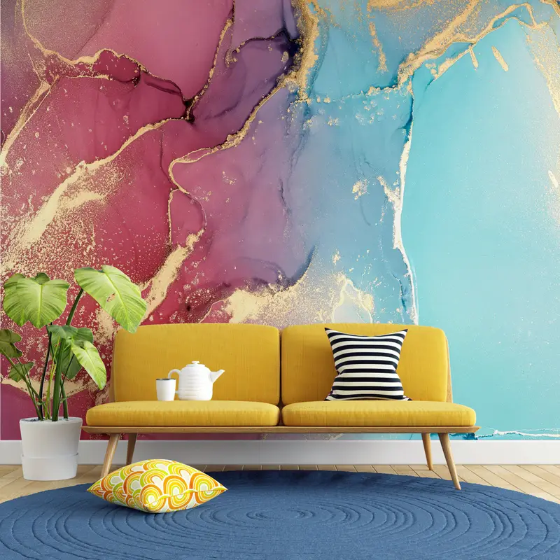 Wall Paper Peel and Stick, Pink Wall Decor, , Bright Wall Paper, Shimmery Wall Mural, Paper Wall Art, Contemporary Wall Poster, - 8