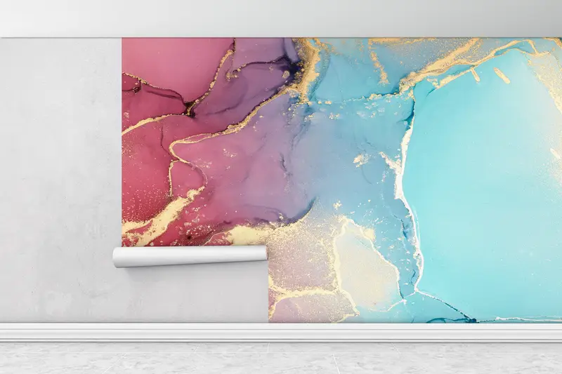 Wall Paper Peel and Stick, Pink Wall Decor, , Bright Wall Paper, Shimmery Wall Mural, Paper Wall Art, Contemporary Wall Poster, - 3